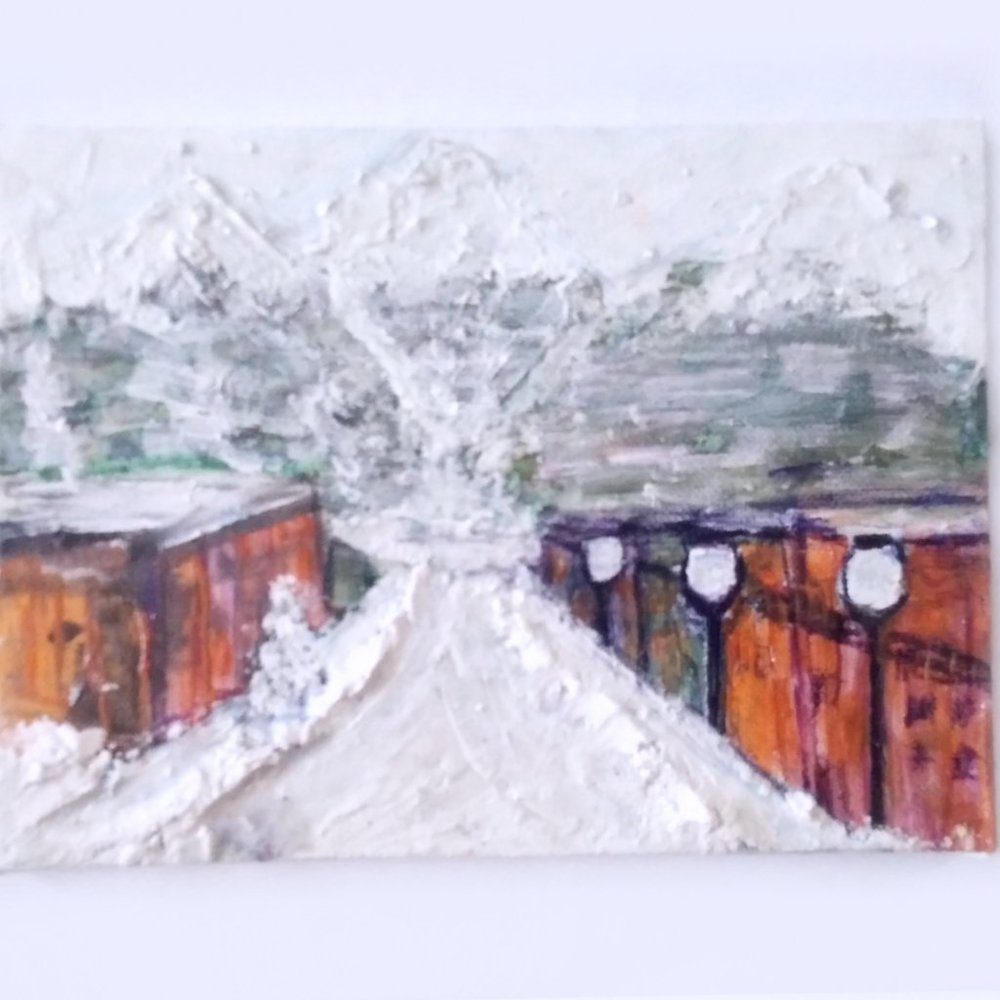 Western Town, Mountain Ski Town Painting